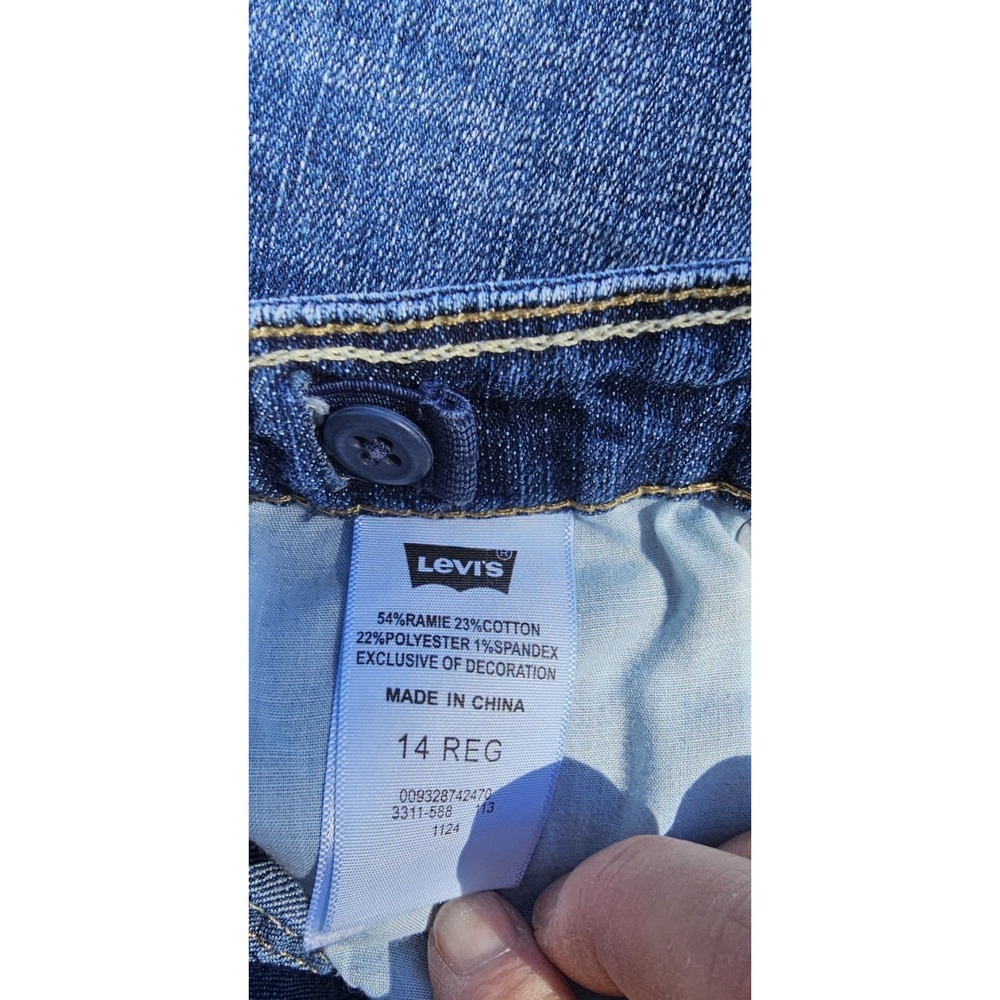 Levi's Shorty Shorts Raw Distressed Hem Medium Wash Denim Shorts Size 14 - Picture 14 of 14